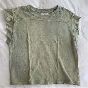 Free People sage green distressed tee
